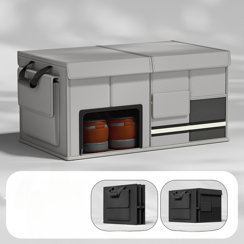 Large Capacity Car Trunk Organizer 60L Foldable Car Storage Box for Camping Travel Storage Bag for Fishing Car Trunk Storage: GRAY