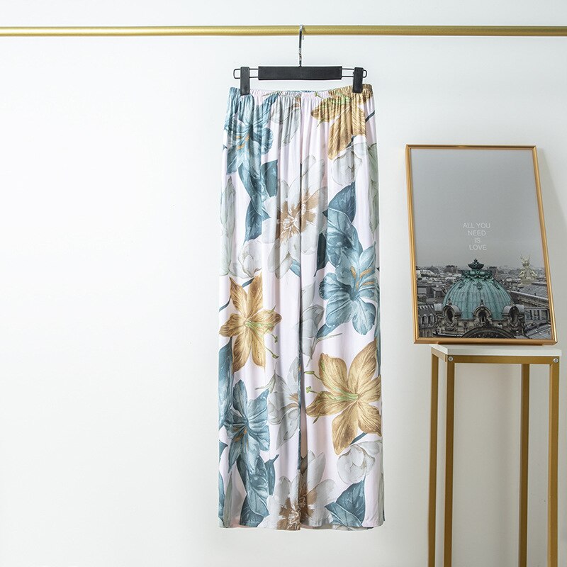 Pyjama en coton et lin pour femmes, style décontracté, confortable et fin, pantalon à jambes larges, pour la maison, en rayonne, grande taille: 09