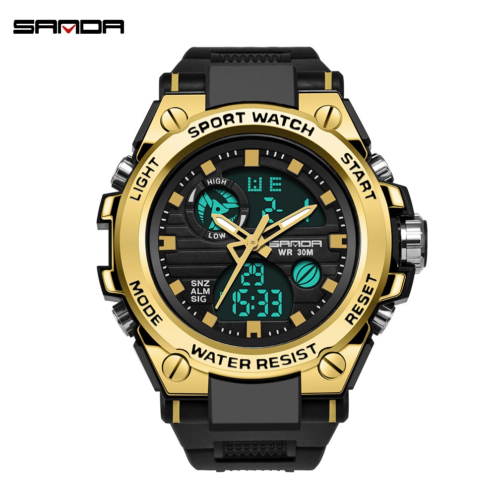 Digtal Horloge Mannen Dual Display Waterdichte Led Horloge Outdoor Sport Elektronische Horloge Zwart Duiken Horloges Paar: A