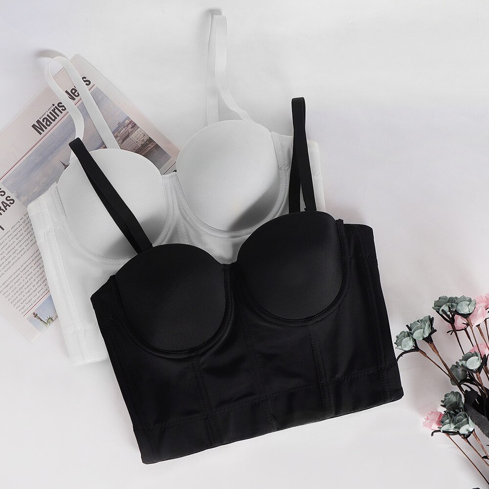 Top de tubo con almohadilla para el pecho para mujer, corpiño Sexy blanco a la , corsé, Tops cortos, A1068