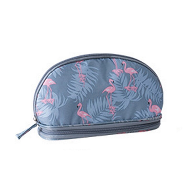 SHUJIN Portable Flamingo Cosmetic Bag Double Layer Travel Makeup Pouch Bags Circular Woman Make Up Bag Brush Organizer: B