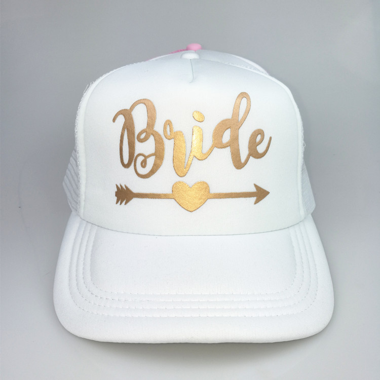 C &Ampere; Fung BRAUT Stamm trucker hüte Bachelorette Hysterese Kappe Team Braut Neon- Gold knapp Pfeil Gittergewebe Baseball Hütte kappen: Braut Weiß 2