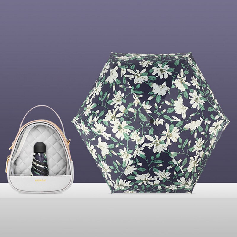 18cm Ultralight Mini Sunshade Umbrella Pocket Umbrella Black Plastic Sunscreen And UV Protection Female Folding Sun Umbrella: G20211373 J