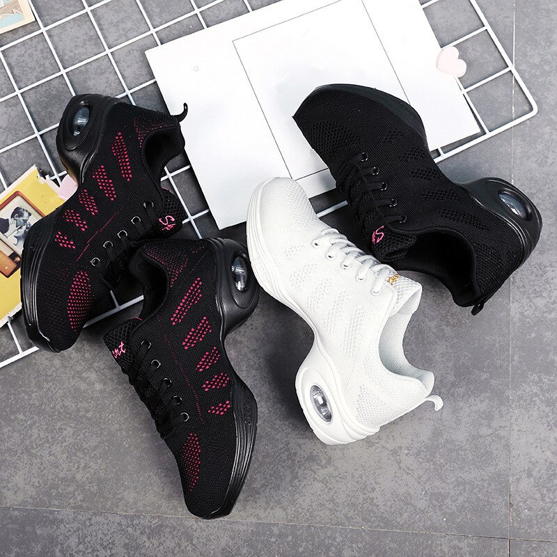 Buty do tańca kobieta panie nowoczesna miękka podeszwa Jazz Sneakers Mesh oddychająca lekka kobieta taniec Fitness buty sportowe