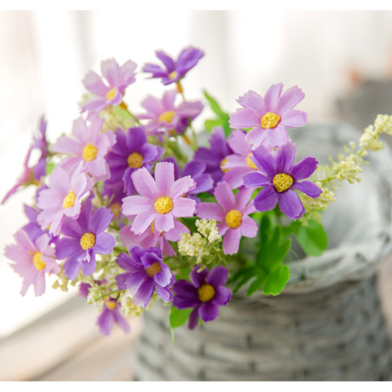 Jedwabne stokrotki Sztuczne kwiaty dekoracyjne, Bukiet ślubny DIY, Dom, Stół, Dekoracja biura, Śliczne, 1 szt., 3 szt., 5 szt.