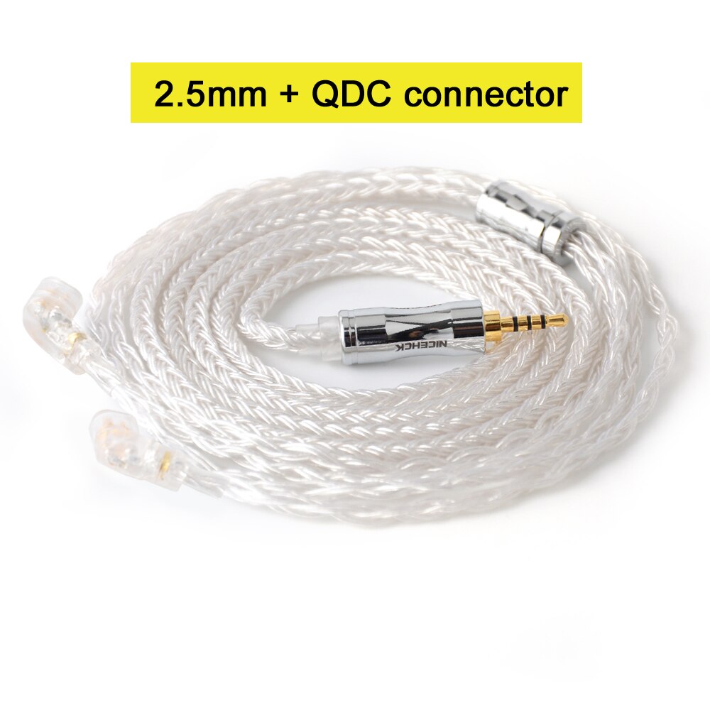 NICEHCK C16-1 16 Cores Silver Plated Cable 3.5/2.5/4.4mm Plug MMCX/2Pin/QDC/NX7 For TFZ KZCCA ZSX C12 NICEHCK NX7 PRO BL-03: 2.5mm With QDC Pin