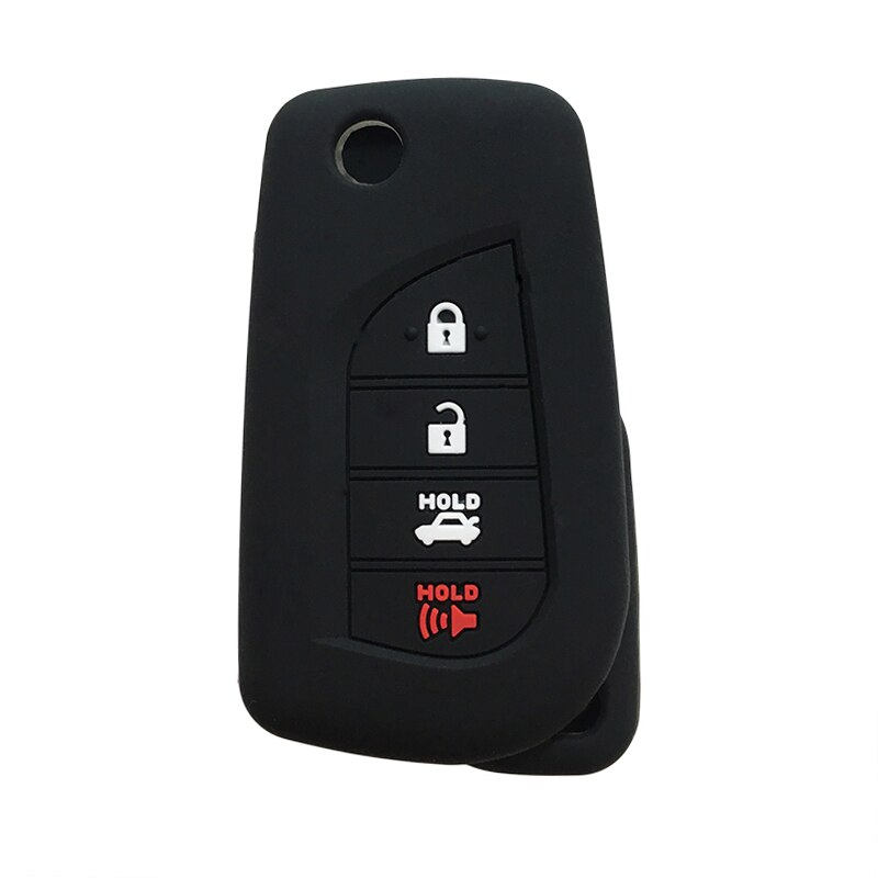Siliconen hoesje autosleutel beschermkap voor toyota camry highlander corolla prado reiz hilux vigo yaris afstandsbediening sleutel beschermhoes: Zwart