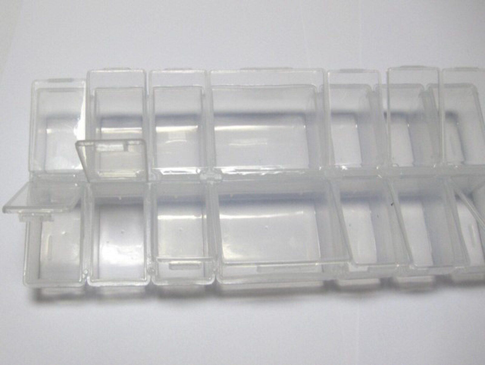 Clear Plastic Organizer Case 10 12 14 Compartments Jewelry Beads Display Storage Box