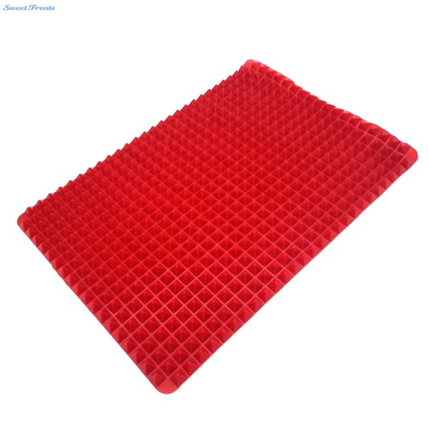 Non Stick Heat Resistant Raised Pyramid Shaped Silicone Baking, Roasting Mats - 16 Inches X 11.5 Inches - Red: Default Title