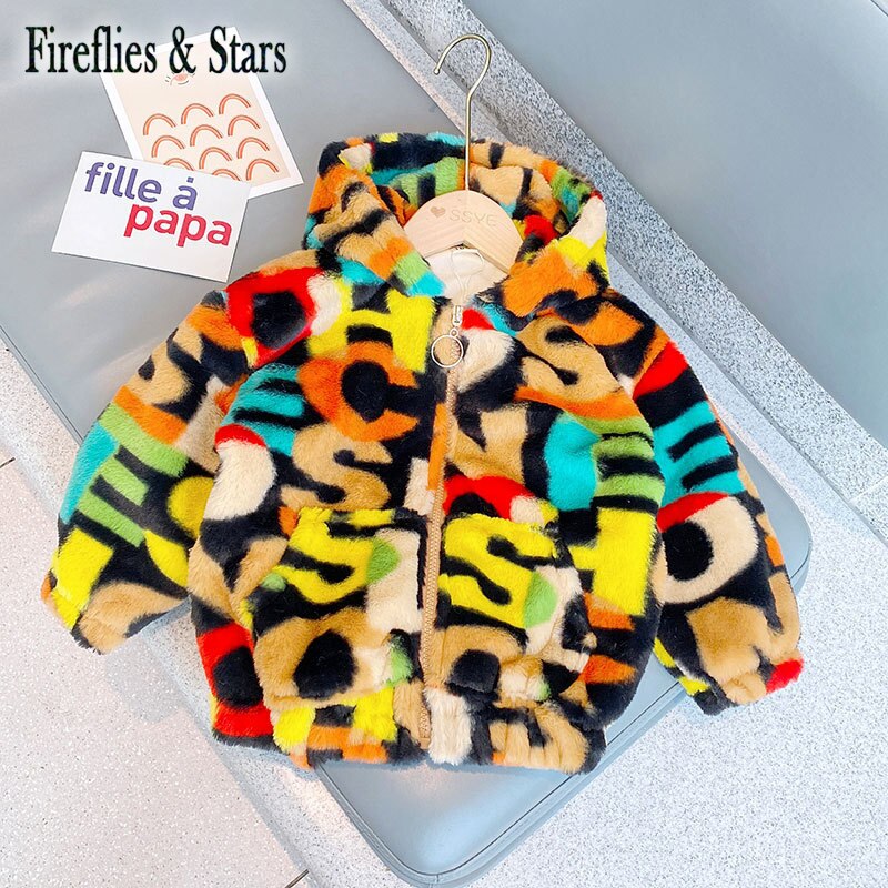 Winter Meisjes Jas Baby Hooded Peuter Uitloper Kids Warme Kleding Mode Brief Afdrukken Zachte Fluwelen Rits 2 Te 9 Jr