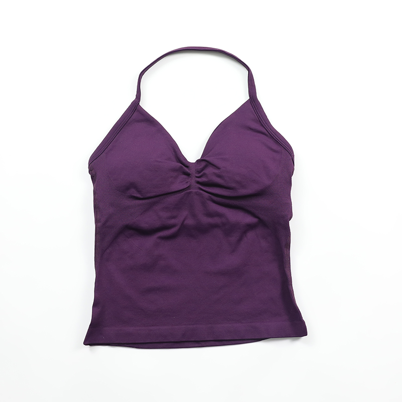 Impact Longline Strappy Top Women Seamless Yoga Tank Tops Scrunch Backless Gym Clothes Padded Workout Athletic Sleeveless Shirts