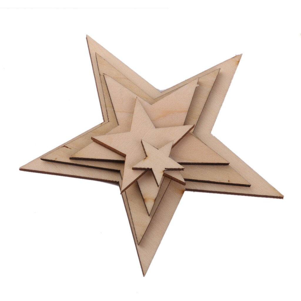 Wood Stars Wooden Crafts Star Cardmaking Scrapbooking Embellishments For Art and Craft Projects