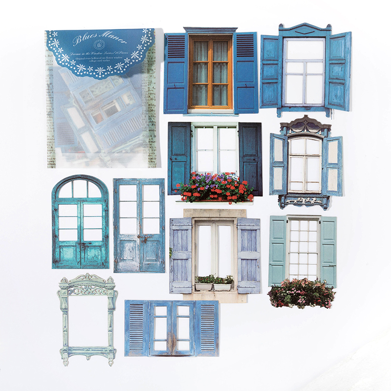 10 hojas de pegatinas huecas Vintage para puerta y ventana, decoración artesanal para diario, planta, flor, INS, álbum de recortes, papelería Kawaii: Borgoña