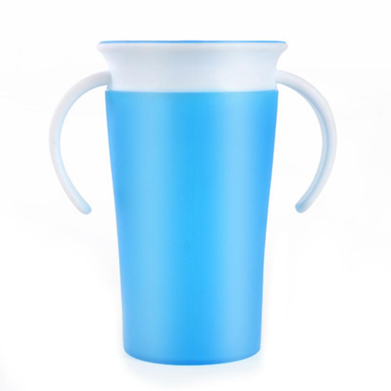 360 Degree Trainer Cup Baby Toddler Training Sippy Anti Spill Chew Proof Miracle Learning Drinking Silicone Degree Solid Color