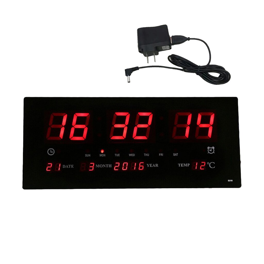 Extra Big Screen LED Office Wall Clock 24H Calendar -Time - Days - Week - Year Temperature Meter Projection Clocks US