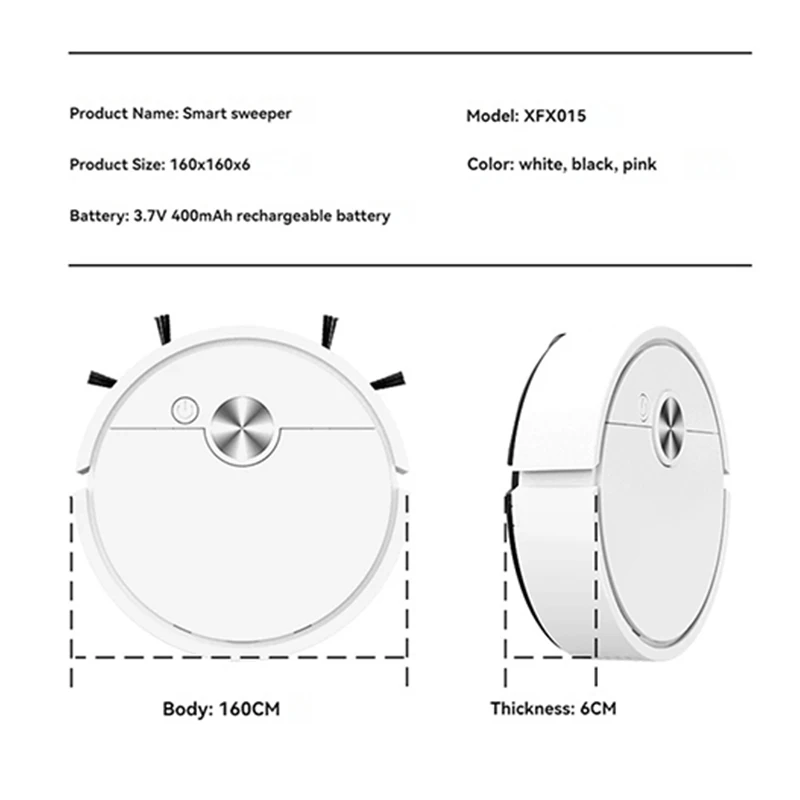 Xiaomi Mijia 4000 Pa 3-in-1-Smart-Kehrroboter-Staubsauger, starke Saugkraft, einfach zu bedienen, für Hartböden, Tierhaar, Teppiche