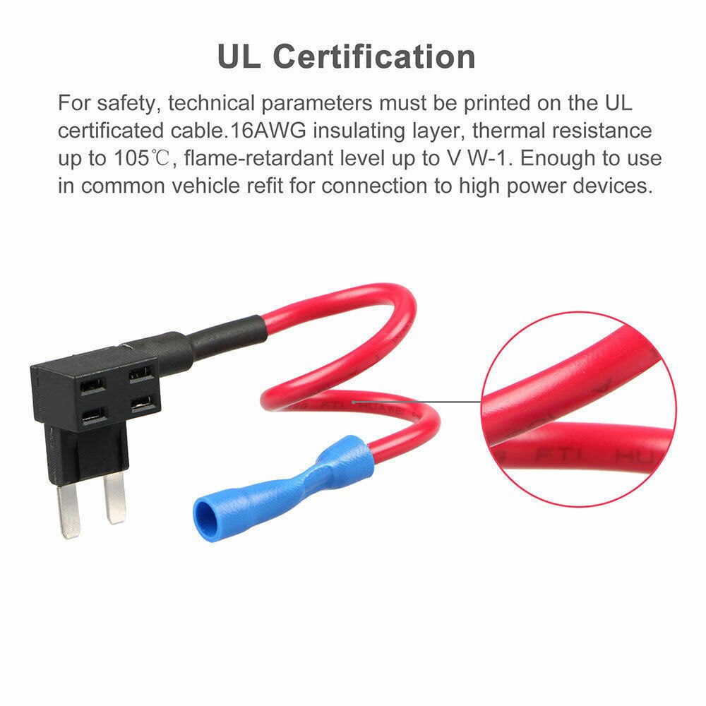 5 Pack 12V 15Amp Auto Add-A-Circuit Fuse Tap Adapter Kit, mini Atm Apm Blade Zekering
