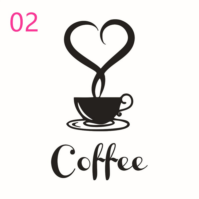 Coffee Cups Kitchen Wall Stickers Cafe Vinyl Art Decals Pub Cafe Home Decals Black