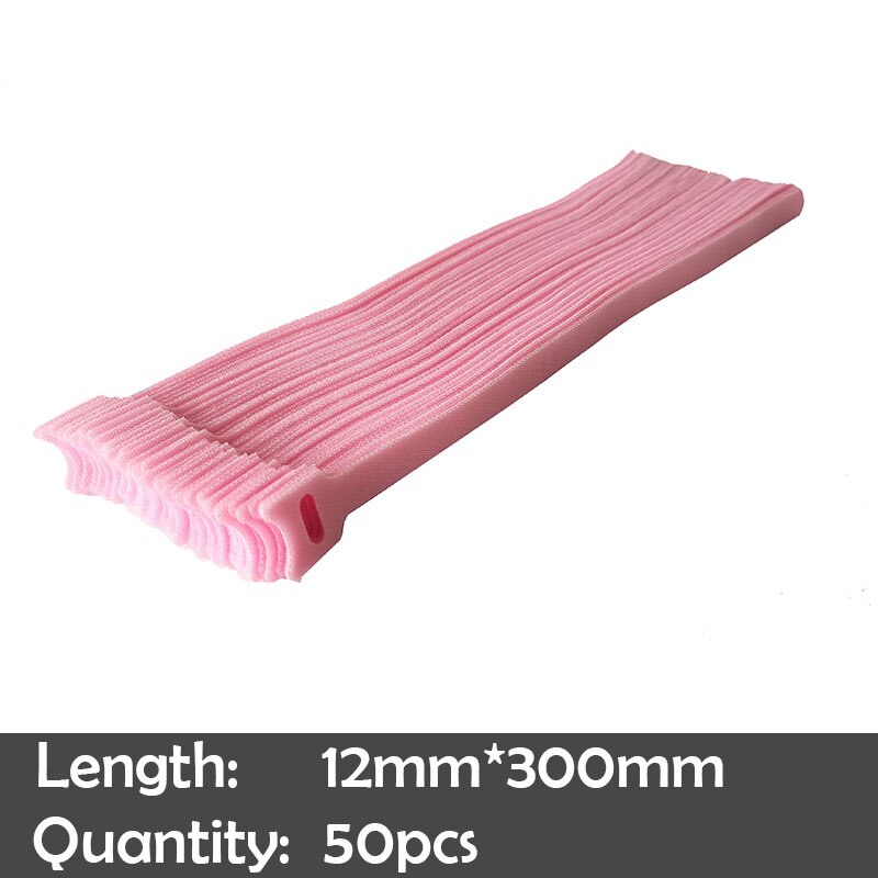 50pz fascette adesive per nastro di fissaggio fascette magiche gancio ad anello bastone bulcker cintura fascio filo linea cavo cinturino: rosa