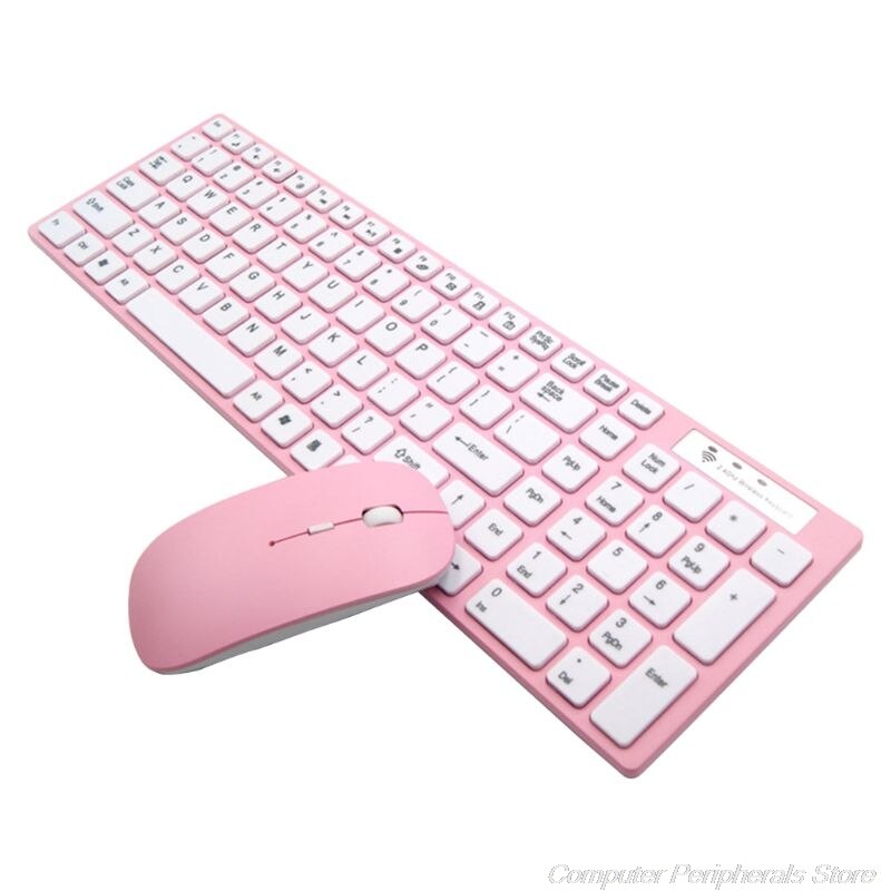 Teclado y ratón inalámbricos para ordenador portátil, conjunto de teclado y ratón Universal, silencioso, ultradelgado, 2,4G, F23 21,: Pink