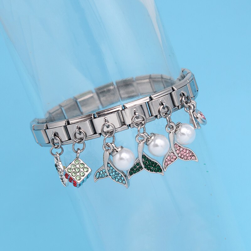 Fyour Originele Daisy Moeder Uil Mermaid Tail Dazzling Cz Italiaanse Charme Fit 9Mm Armband Rvs Sieraden Maken DJ117