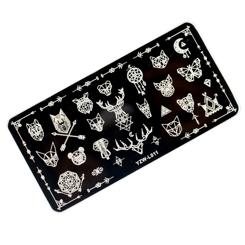 1PC Edelstahl Druck Nagel Stanzen Platten Manikübetreffend Blätter Ahorn Schablone Schimmel Weihnachten Schneeflocken Nagel Kunst DIY Dekorationen: YZW-L11
