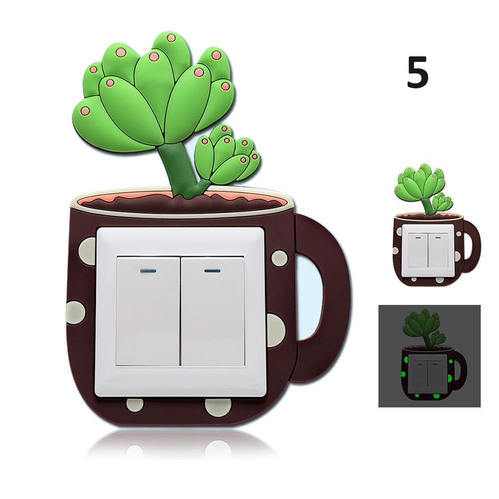 Cartoon 3D stickers Cactus Fluorescent Wall Stickers On-off Switch Stickers Kids Luminous Light Switch Home Decorations: 5