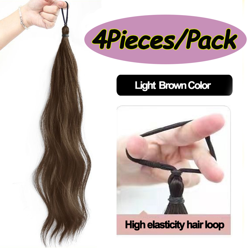 Paquete de pelo sintético de 50cm con lazo elástico, moño de pelo DIY, cola de caballo para aumentar el cabello, peluca con cabeza de bola Natural esponjosa: 68#
