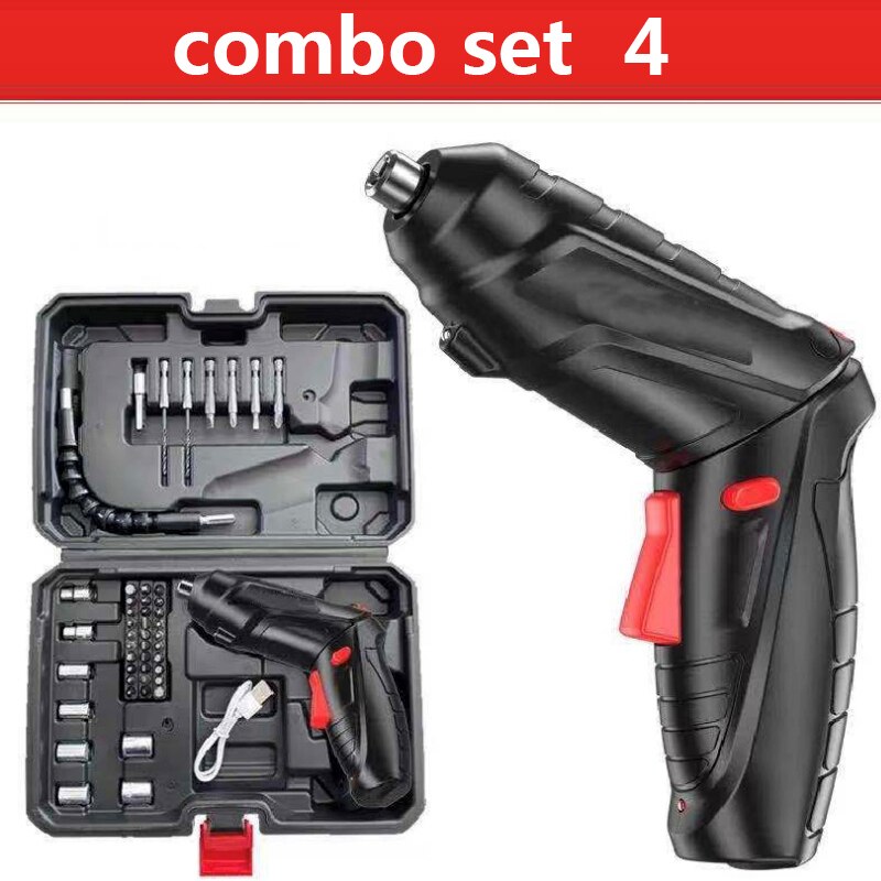 Elektrische Schroevendraaier 3.6V Draagbare Usb Opladen Draadloze Oplaadbare Hand Draadloze Praktische Boor Voedingen Power Tools: combo set 4