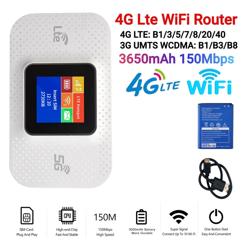 H807pro 4G Lte Wifi Router With Sim Card Slot 150Mbps Wireless Router Repeater 3650Mah Mobile Router Outdoor Hotspot Durable