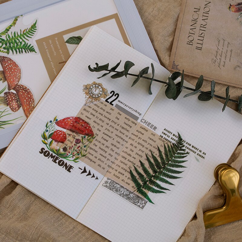 40 unids/bolsa de pegatinas de papel para decoración de plantas y flores naturales, pegatinas para decoración de álbumes de recortes