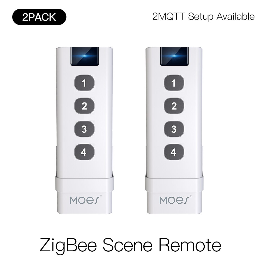 Moes ZigBee smart house Wireless Scene Switch 4 Gang Remote Portable Tuya Zigbee Hub Required No limit to Control Devices: 2 PC Remote Control