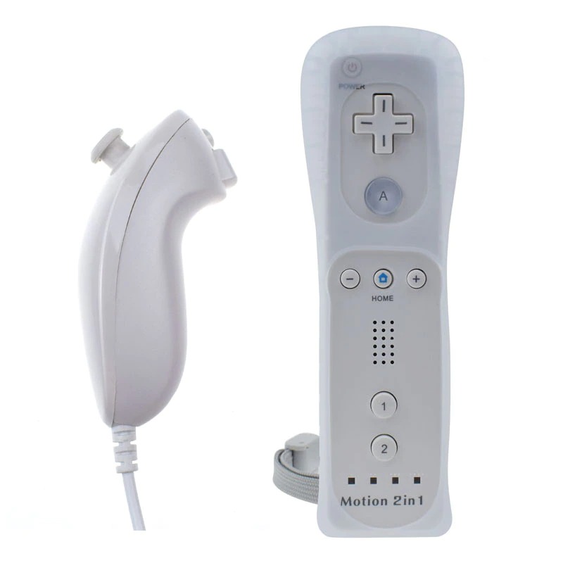 Pack Wii Remote Met Ingebouwde Wii Motion Plus + Nunchuck Compatibel Wii Wit, 2 In 1 Draadloze Afstandsbediening Voor Nintendo Wii, Joystick Met Motion Plus En Nunchuck, Omvat Siliconen Beschermhoes