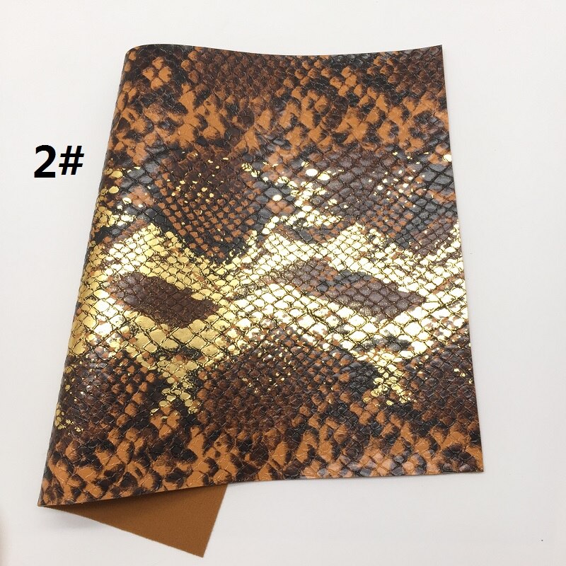 Tela metálica de piel sintética de serpiente, hojas de cuero sintético, para hacer lazos, R2033A, 21x29cm, 1 unidad: 2