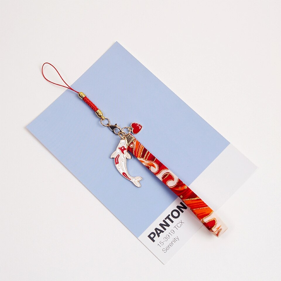 Beautiful Japanese Style Smart phone Strap Lanyards for iPhone Samsung Cherry Fish Key Decor Mobile Phone Strap Rope Phone Charm: F