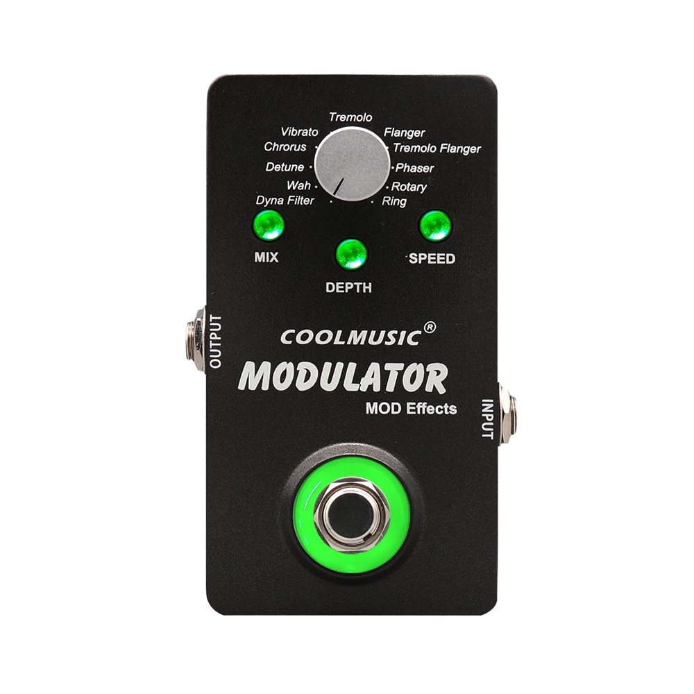 COOLMUSIC A-ME01 Electric Guitar Digital Modulator Effect Pedal with 11 Modulation Effects True Bypass Full Metal Shell black