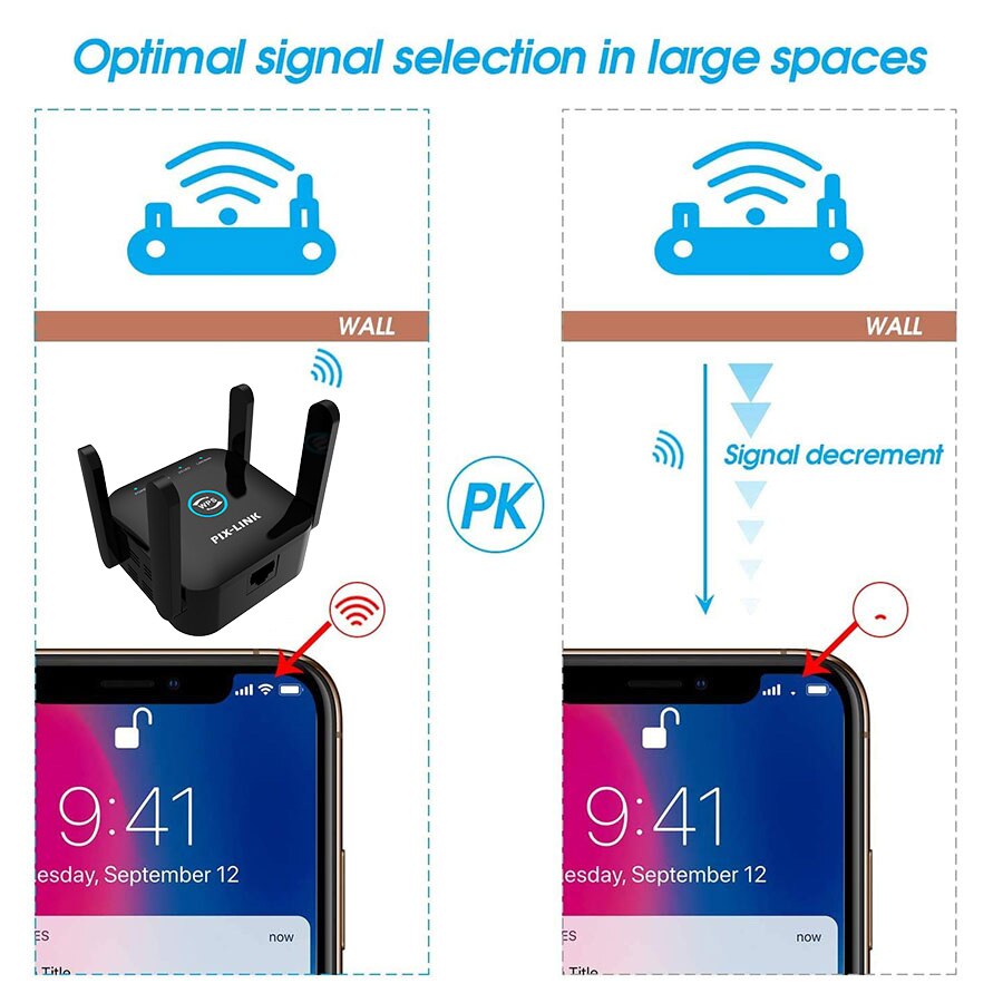 Wzmacniacz sygnału WiFi 5G wzmacniacz 5Ghz WiFi daleki zasięg Extender 1200 mb/s bezprzewodowy wzmacniacz Wi-Fi domowy wzmacniacz sygnału Wi-Fi