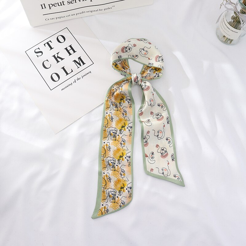 100Cm * 7Cm Zomer Lange Mode Vrouwelijke Kleine Sjaal Sjaals Vrouwelijke Bloemen Haar Lint Haarband Vrouwen Skinny Sjaal vrouwen