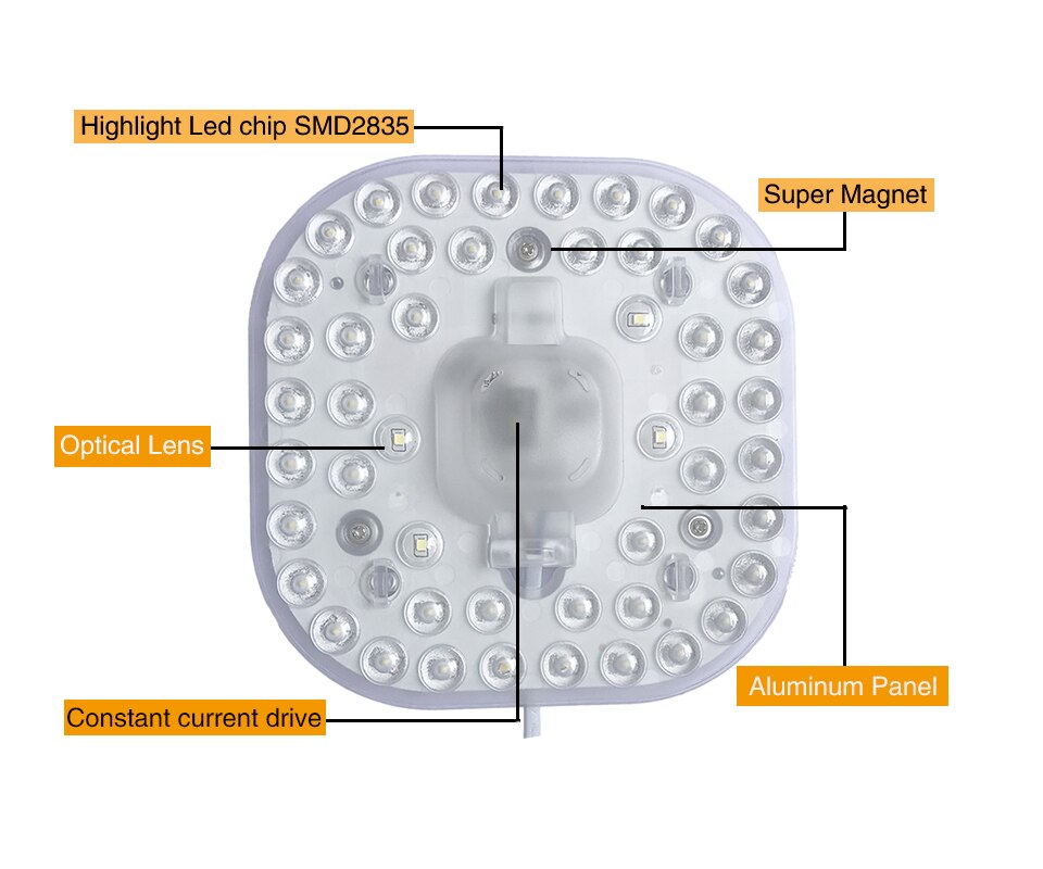 Led modul lys ac /dc 12v 24v 36v 50v 24w energibesparende udskift loftslampe lyskilde bekvem installation