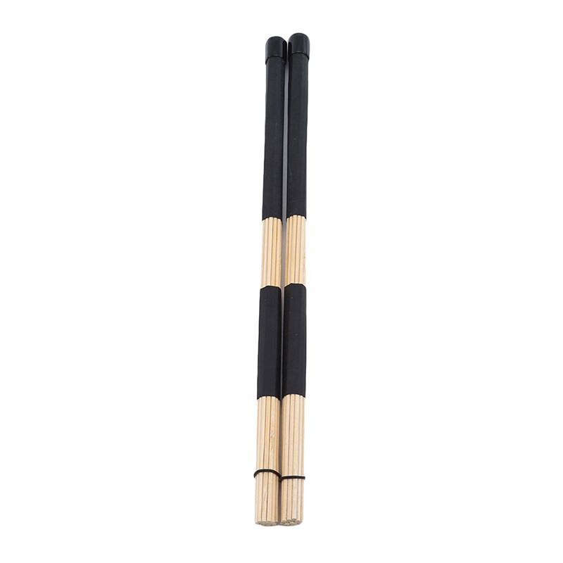 1 Paar Professionele Bamboe Land Jazz Ballad Percussie Drum Borstels Bundle Drum Sticks Met Rubberen Handvat 40Cm 5 Kleuren: black