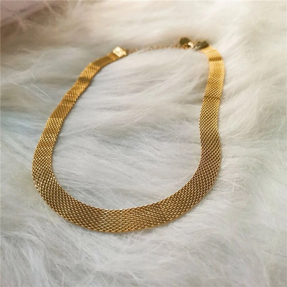 2022 nuova collana con cintura a maglie di tendenza per donna girocollo in rete di metallo in acciaio inossidabile dorato sul collo a catena gioielli Goth collare da donna regalo