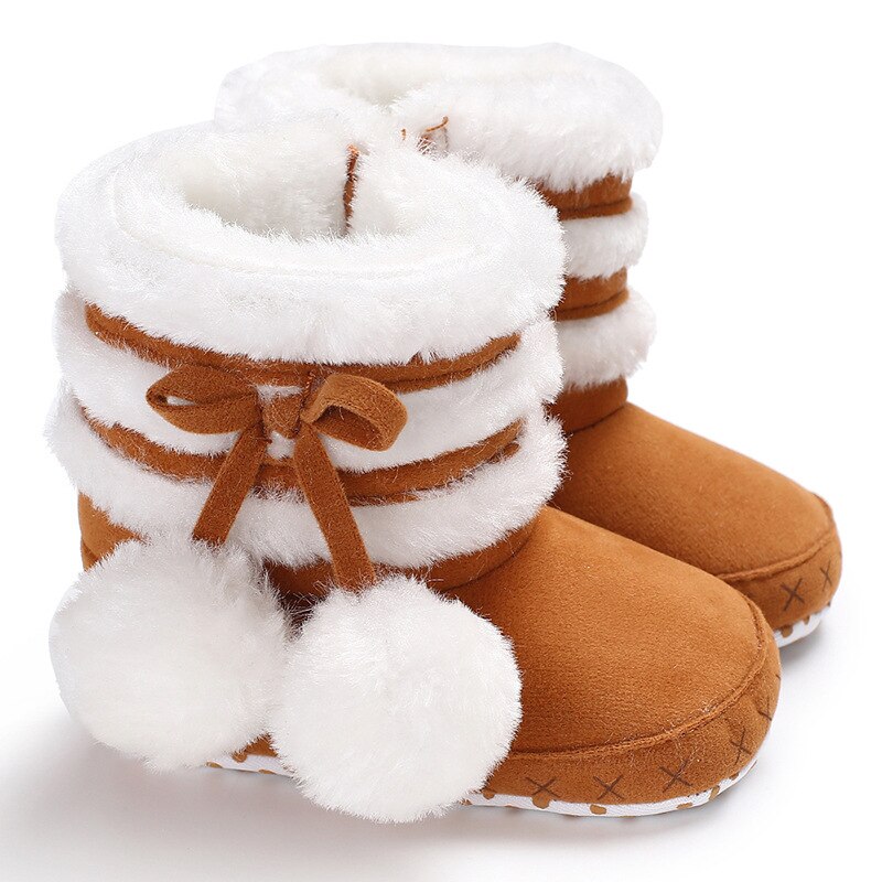 0-18M Nette Schnee Baumwolle Warme Stiefel Infant Weiche Sohlen Neugeborenen Winter Baby Schuhe für Mädchen Anti-slip Weihnachten Booties: Apricot / 7-12 Monate