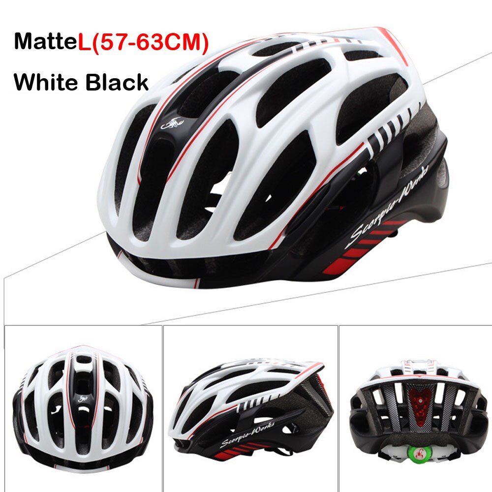 Mtb cykelhjelmdæksel med led-lys caschi ciclismo capaceta da bicicleta capaceta hjelm cykel cykelhjelme  ac0119: Hvid 04