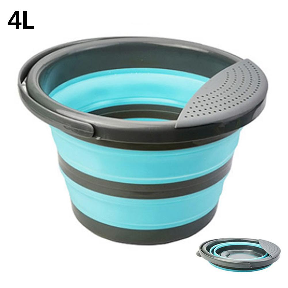 Sammenklappelig spand bærbar sammenklappelig spand vandspandbeholder med robust håndtag til backpacking camping udendørs 4l/10l: 4l blå