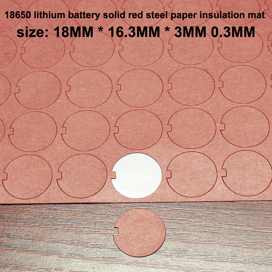100pcs/lot 18650 battery accessories negative solid insulation pad red barley paper lithium battery special meson notched mat
