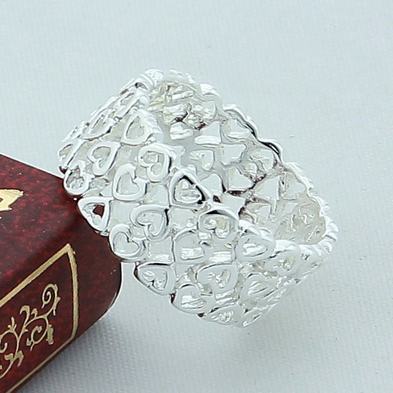 Eenvoudige 925 Zilveren Ring Mode Vol Liefde Vinger Ringen Vrouwen Vrouwelijke Verjaardag Sieraden Anel