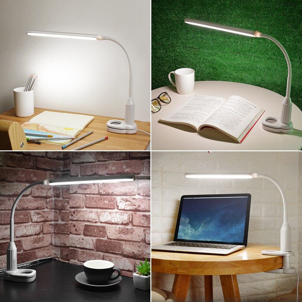 Bureaulamp Usb Led Tafellamp Tafellamp Met Clip Bed Leesboek Licht Led Bureaulamp Tafel Touch 3 modi