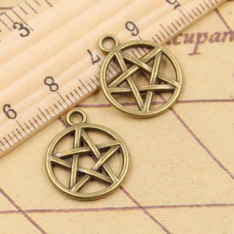 20 pièces breloques étoile pentagramme 19x16mm tibétain Bronze argent couleur pendentifs Antique fabrication de bijoux bricolage fait main artisanat pendentif: Plaqué bronze antique