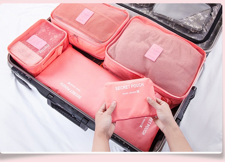 Nylon emballage Cube système de sac de voyage résistant 6 pièces un ensemble grande capacité de vêtements unisexe tri organiser sac