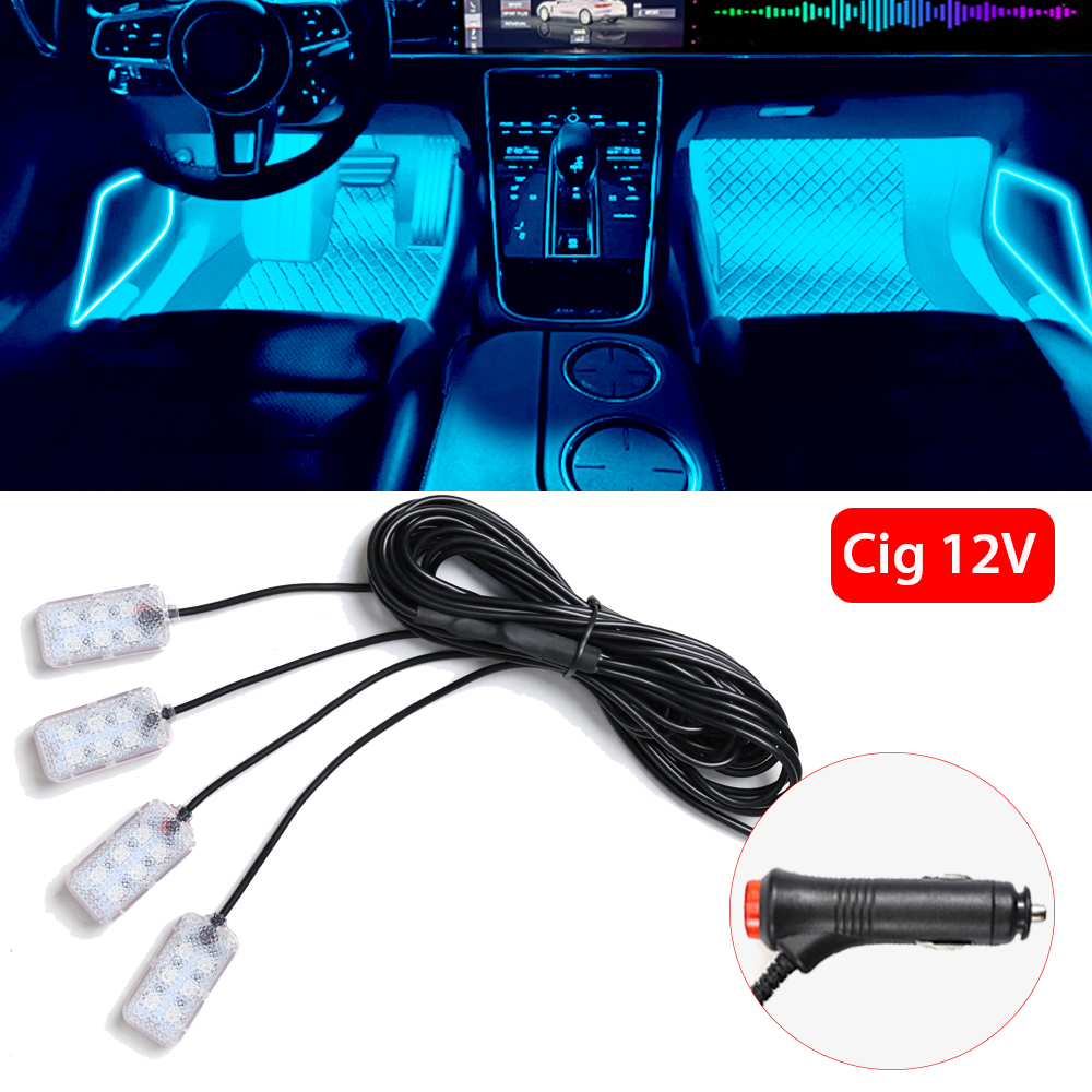 Auto Atmosphäre Led Fuß Licht USB Feuerzeug Umwelt Dekorative Lichter Auto Innen Umgebungs Lampen mit LED Rosa Licht: Tiefe Blau
